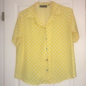 Blouse - yellow with white polka dots